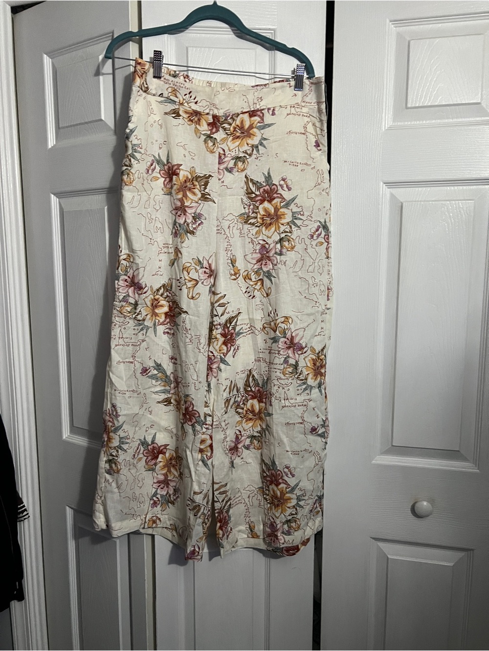 Calypso St. Barth Cream Wide-Leg Floral Pants